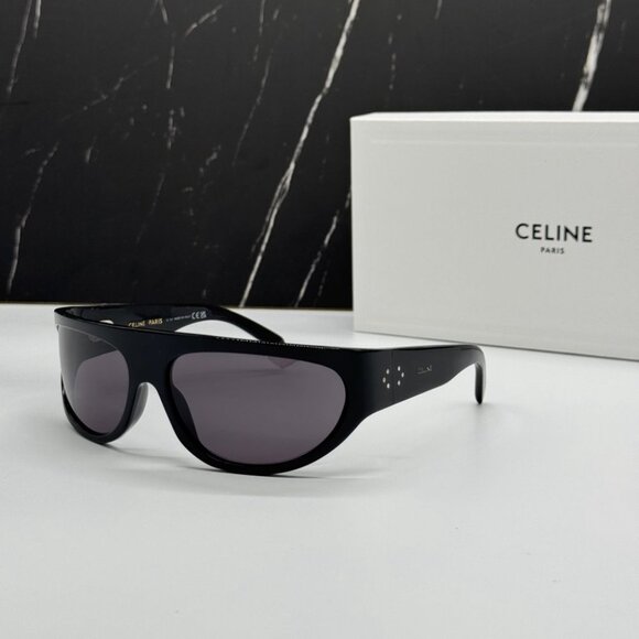 NEW CL40272I 01A CELINE SUNGLASSES SHINY BLACK UNISEX EYEWEAR CELINE - Picture 1 of 12
